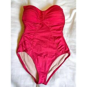 Tommy Bahama One-Piece Swimsuit Women Sz‎ 12 Halter Hot-Pink Ruched NWOT